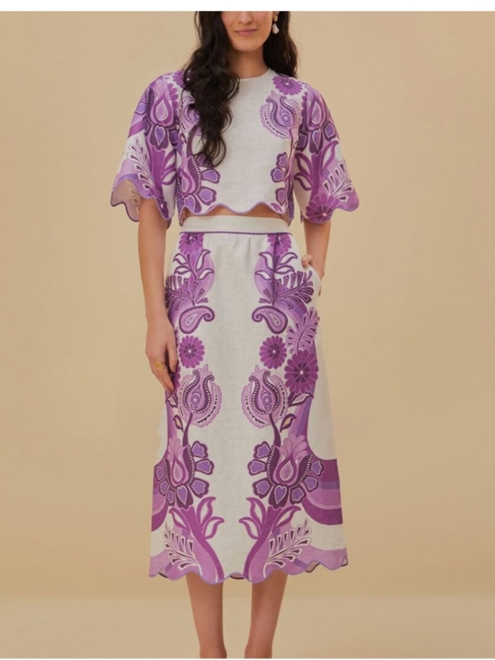 Farm Rio Linen Purple Top